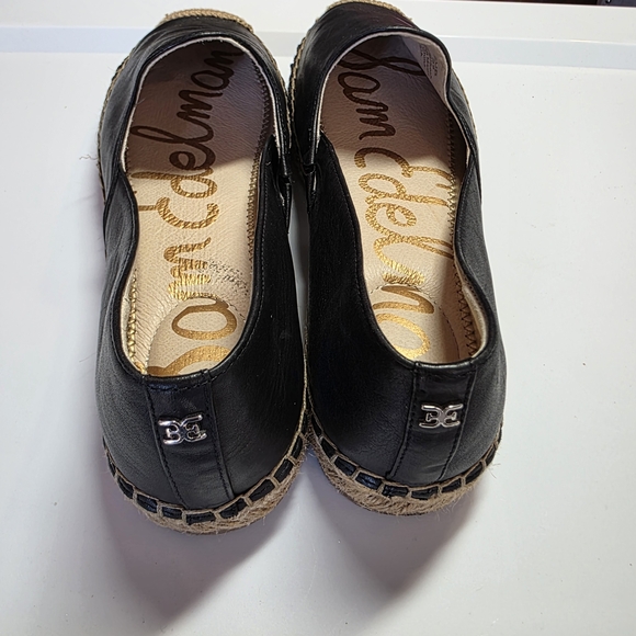Sam Edelman Black Leather Espadrille Flats Size 8M Woven Jute Casual Summer Shoe - Picture 3 of 7